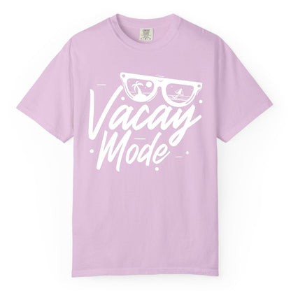 Vacay Mode Shirt - Beach Vacation Shirt for Summer Travel Adventures (Comfort Color) in Orchid - Vacay Mode Shirt - Sunglasses Beach Scene Summer Travel Tee