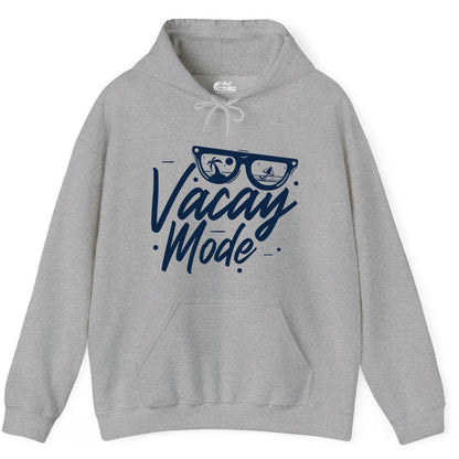 Vacay Mode Shirt - Beach Vacation Shirt for Summer Travel Adventures (Hoodie) in Sport Grey - Vacay Mode Shirt - Sunglasses Beach Scene Summer Travel Tee