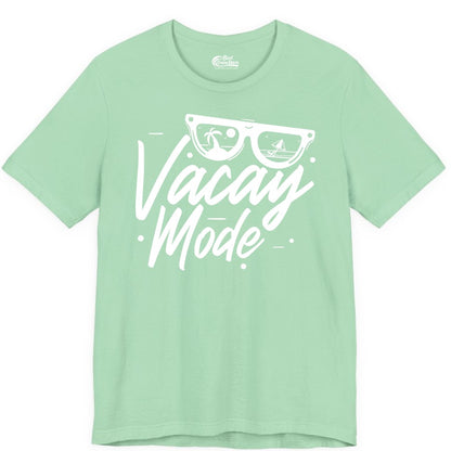 Vacay Mode Shirt - Beach Vacation Shirt for Summer Travel Adventures (Premium Tee) in Mint - Vacay Mode Shirt - Sunglasses Beach Scene Summer Travel Tee