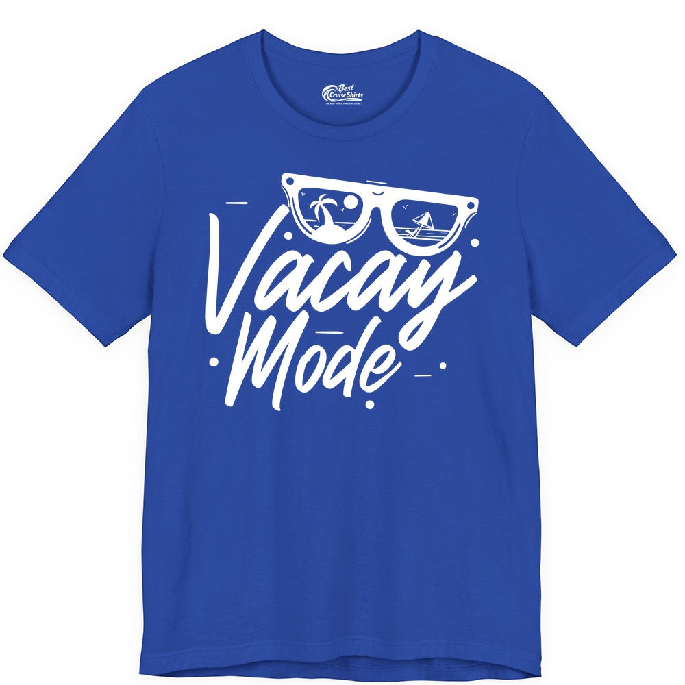 Vacay Mode Shirt - Beach Vacation Shirt for Summer Travel Adventures (Premium Tee) in True Royal - Vacay Mode Shirt - Sunglasses Beach Scene Summer Travel Tee