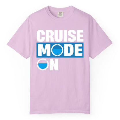 Cruise Mode On Shirt - Funny Cruise Shirt for Caribbean Vacations (Comfort Color) in Orchid - Cruise Mode On Shirt - Nautical Porthole Funny Cruise Vacation Tee