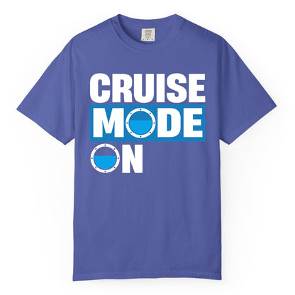 Cruise Mode On Shirt - Funny Cruise Shirt for Caribbean Vacations (Comfort Color) in Periwinkle - Cruise Mode On Shirt - Nautical Porthole Funny Cruise Vacation Tee