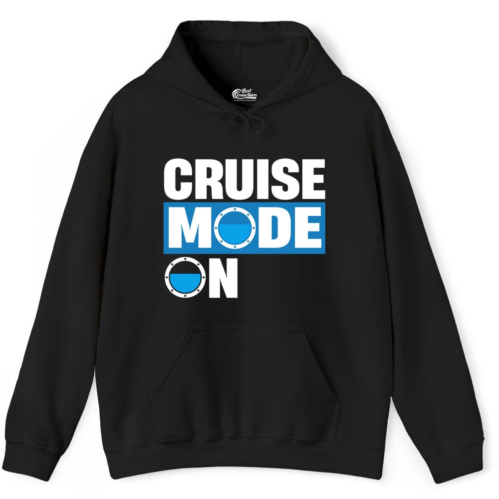 Cruise Mode On Shirt - Funny Cruise Shirt for Caribbean Vacations (Hoodie) in Black - Cruise Mode On Shirt - Nautical Porthole Funny Cruise Vacation Tee
