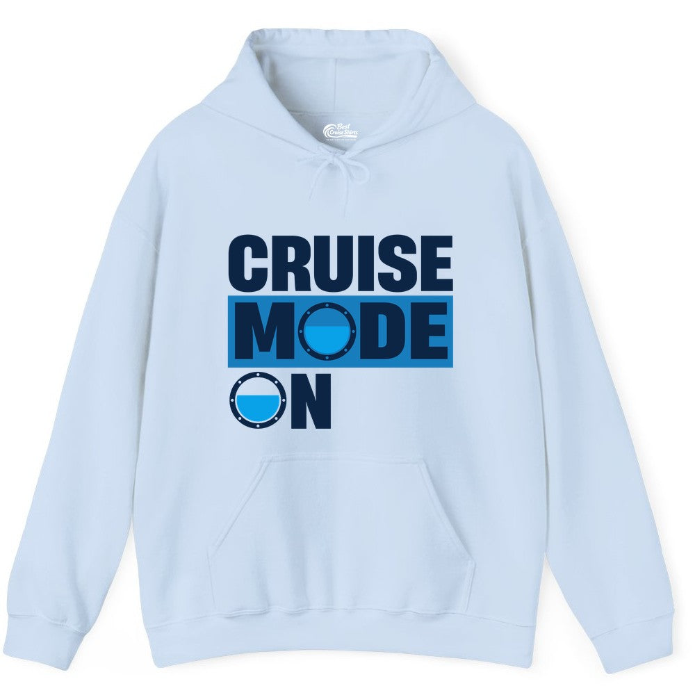Cruise Mode On Shirt - Funny Cruise Shirt for Caribbean Vacations (Hoodie) in Light Blue - Cruise Mode On Shirt - Nautical Porthole Funny Cruise Vacation Tee