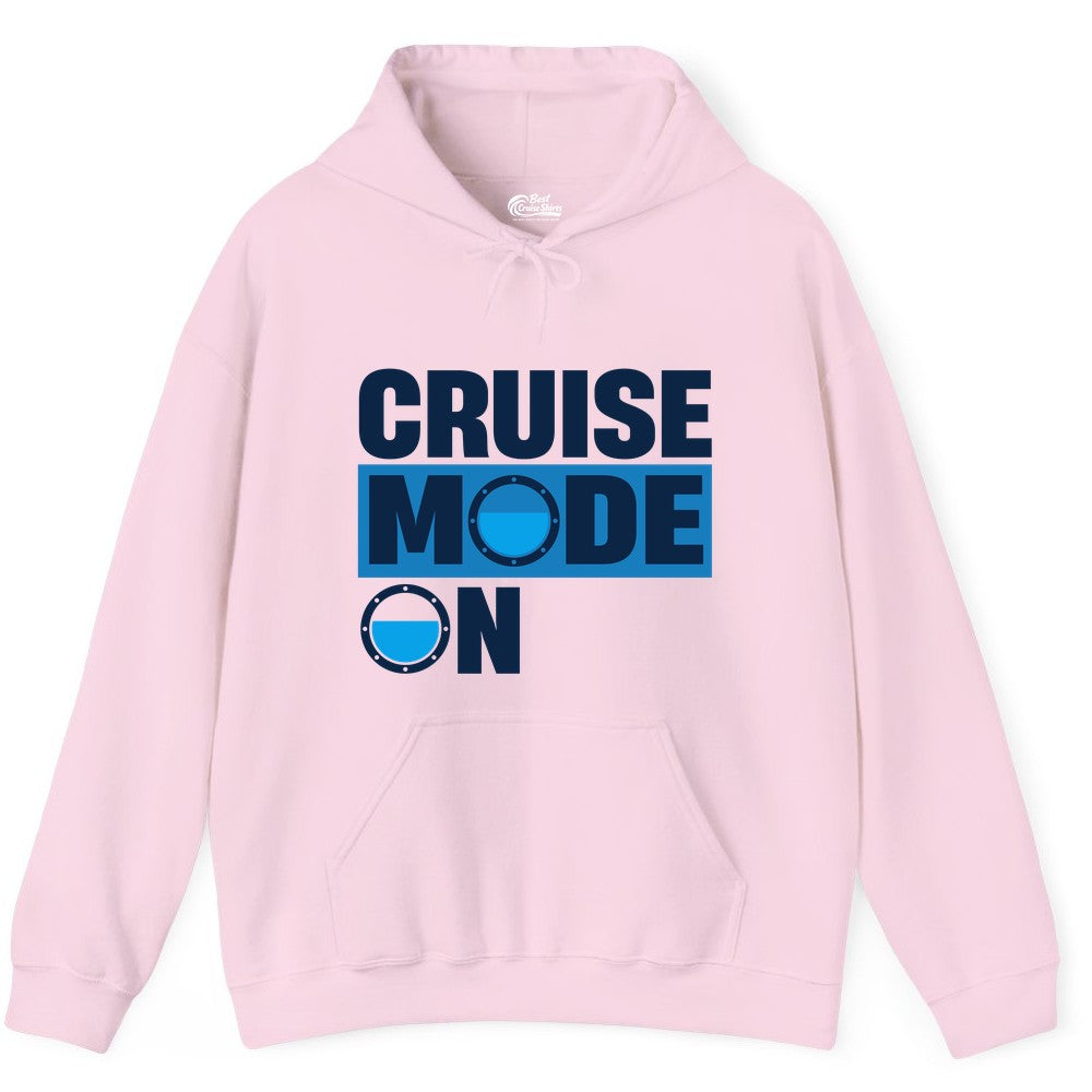 Cruise Mode On Shirt - Funny Cruise Shirt for Caribbean Vacations (Hoodie) in Light Pink - Cruise Mode On Shirt - Nautical Porthole Funny Cruise Vacation Tee