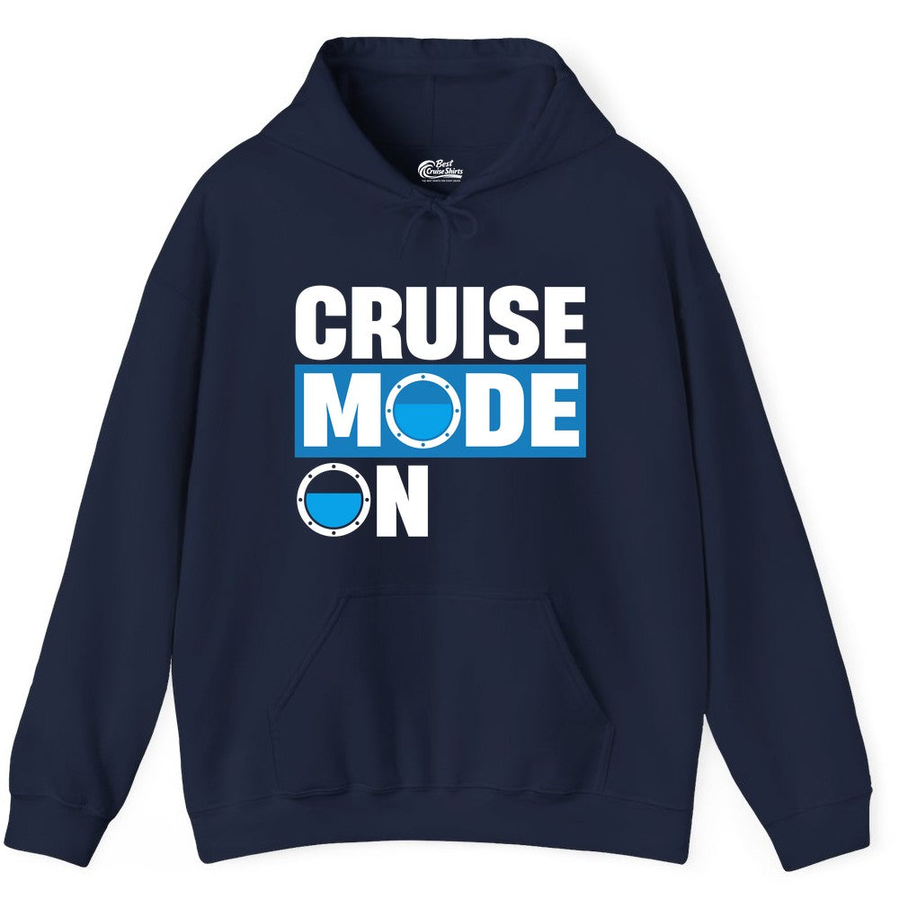 Cruise Mode On Shirt - Funny Cruise Shirt for Caribbean Vacations (Hoodie) in Navy - Cruise Mode On Shirt - Nautical Porthole Funny Cruise Vacation Tee