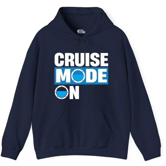 Cruise Mode On Shirt - Funny Cruise Shirt for Caribbean Vacations (Hoodie) in Navy - Cruise Mode On Shirt - Nautical Porthole Funny Cruise Vacation Tee