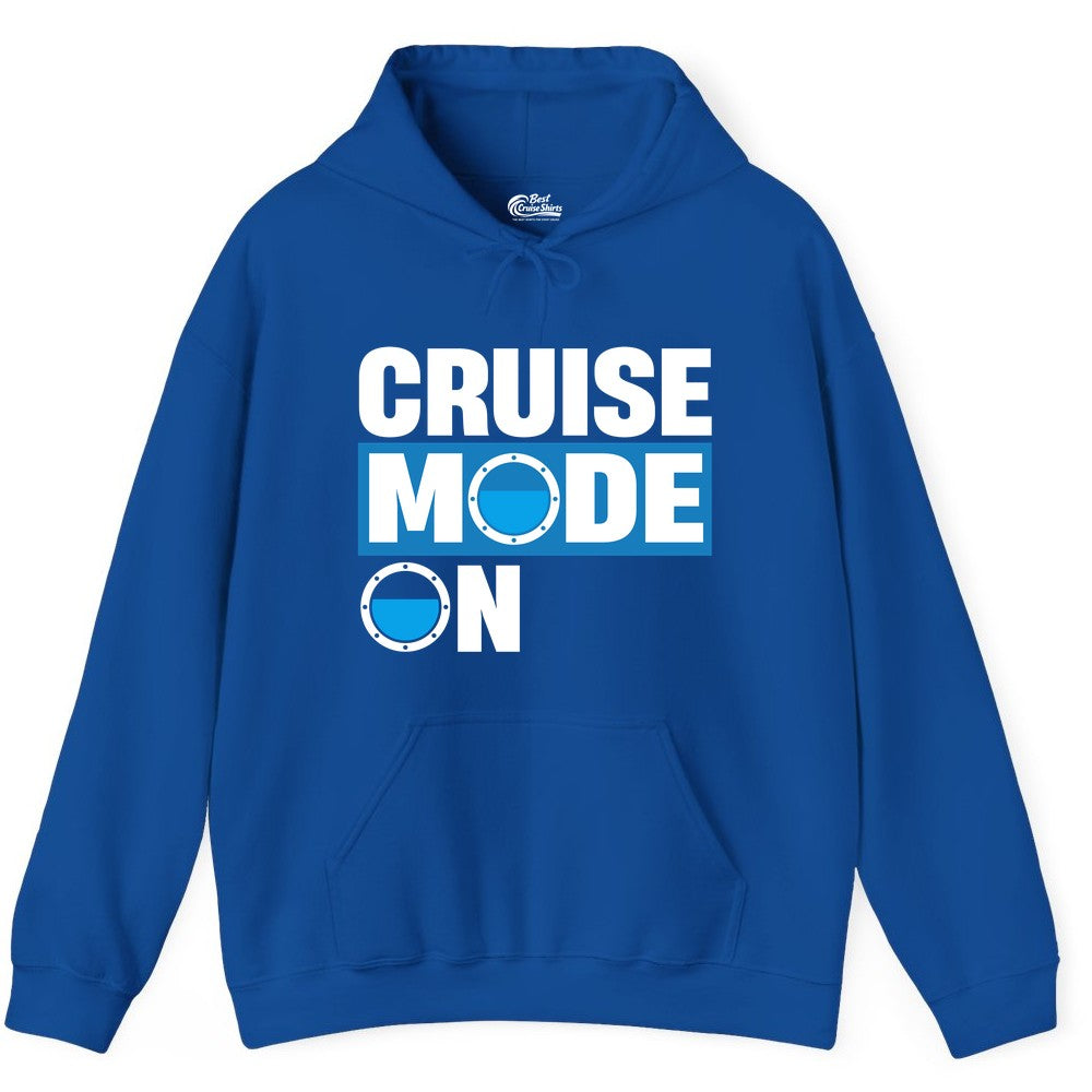 Cruise Mode On Shirt - Funny Cruise Shirt for Caribbean Vacations (Hoodie) in Royal - Cruise Mode On Shirt - Nautical Porthole Funny Cruise Vacation Tee
