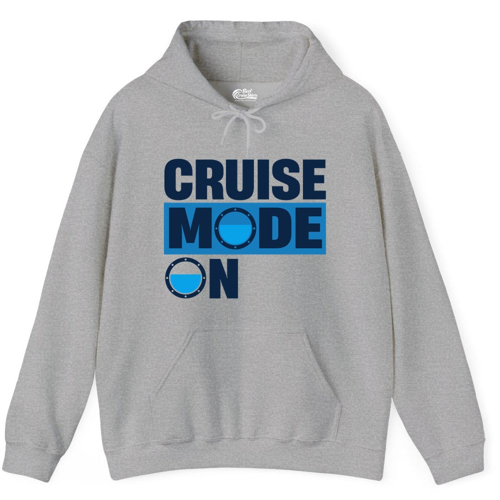 Cruise Mode On Shirt - Funny Cruise Shirt for Caribbean Vacations (Hoodie) in Sport Grey - Cruise Mode On Shirt - Nautical Porthole Funny Cruise Vacation Tee