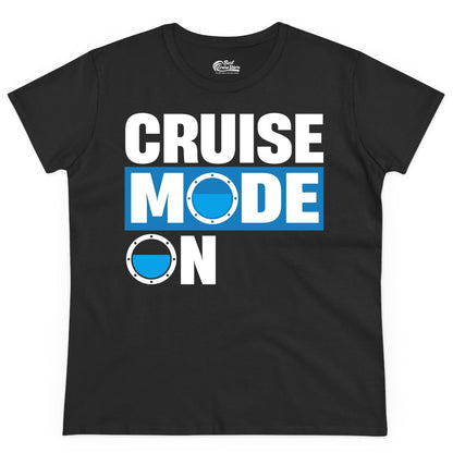Cruise Mode On Shirt - Funny Cruise Shirt for Caribbean Vacations (Ladies Tee) in Black - Cruise Mode On Shirt - Nautical Porthole Funny Cruise Vacation Tee