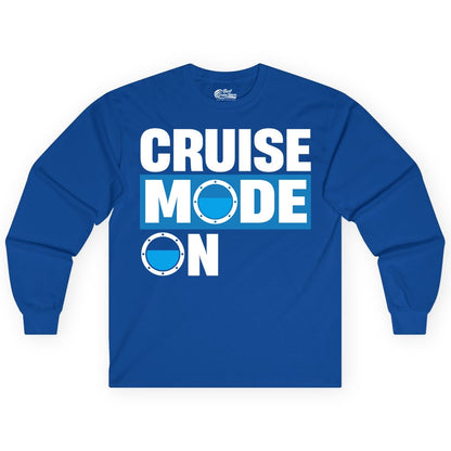 Cruise Mode On Shirt - Funny Cruise Shirt for Caribbean Vacations (Long Sleeve) in Royal - Cruise Mode On Shirt - Nautical Porthole Funny Cruise Vacation Tee