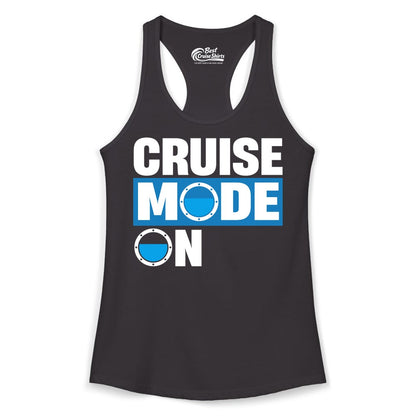 Cruise Mode On Shirt - Funny Cruise Shirt for Caribbean Vacations (Ladies Tank) in Black - Cruise Mode On Shirt - Nautical Porthole Funny Cruise Vacation Tee