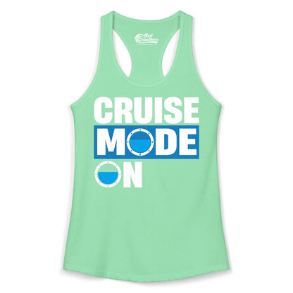 Cruise Mode On Shirt - Funny Cruise Shirt for Caribbean Vacations (Ladies Tank) in Solid Mint - Cruise Mode On Shirt - Nautical Porthole Funny Cruise Vacation Tee