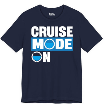 Cruise Mode On Shirt - Funny Cruise Shirt for Caribbean Vacations (Premium Tee) in Navy - Cruise Mode On Shirt - Nautical Porthole Funny Cruise Vacation Tee