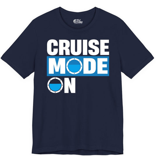 Cruise Mode On Shirt - Funny Cruise Shirt for Caribbean Vacations (Premium Tee) in Navy - Cruise Mode On Shirt - Nautical Porthole Funny Cruise Vacation Tee