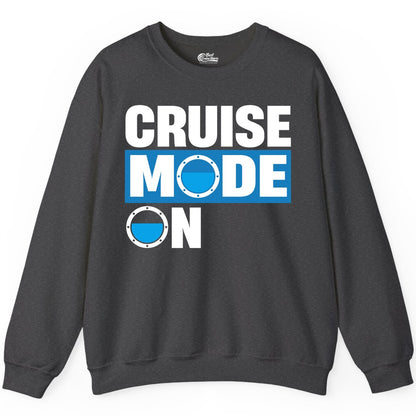 Cruise Mode On Shirt - Funny Cruise Shirt for Caribbean Vacations (Sweatshirt) in Dark Heather - Cruise Mode On Shirt - Nautical Porthole Funny Cruise Vacation Tee