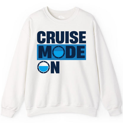 Cruise Mode On Shirt - Funny Cruise Shirt for Caribbean Vacations (Sweatshirt) in White - Cruise Mode On Shirt - Nautical Porthole Funny Cruise Vacation Tee