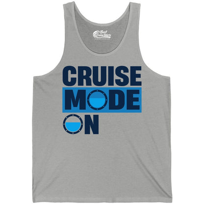 Cruise Mode On Shirt - Funny Cruise Shirt for Caribbean Vacations (Tank Top) in Athletic Heather - Cruise Mode On Shirt - Nautical Porthole Funny Cruise Vacation Tee
