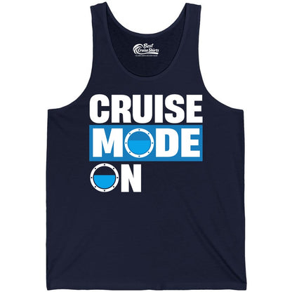 Cruise Mode On Shirt - Funny Cruise Shirt for Caribbean Vacations (Tank Top) in Navy - Cruise Mode On Shirt - Nautical Porthole Funny Cruise Vacation Tee