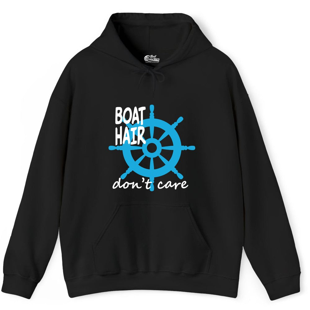 Boat Hair Don't Care Nautical Wheel Shirt for Lake and Marina Hoodie - View 2 - Best Cruise Shirts