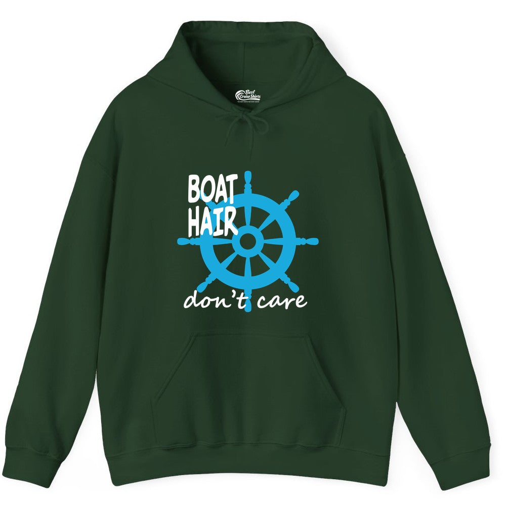 Boat Hair Don't Care Nautical Wheel Shirt for Lake and Marina Hoodie - View 3 - Best Cruise Shirts