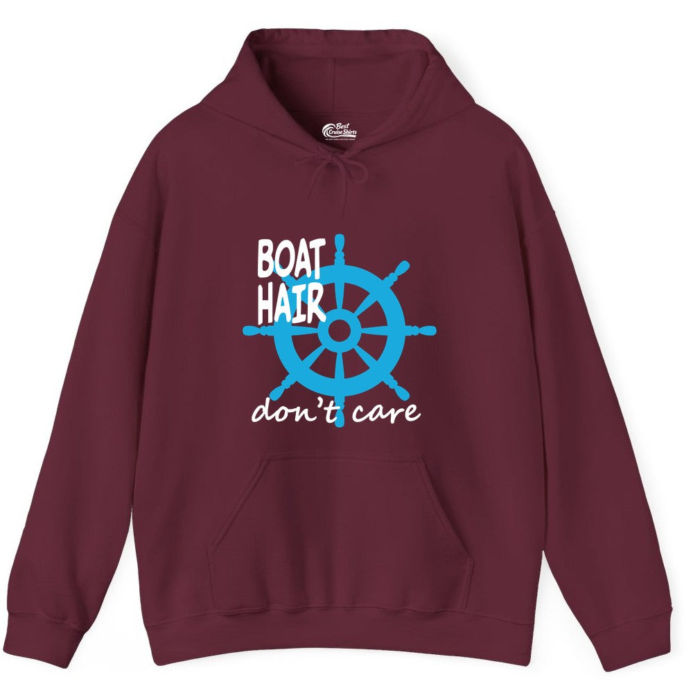 Boat Hair Don't Care Nautical Wheel Shirt for Lake and Marina Hoodie - View 4 - Best Cruise Shirts