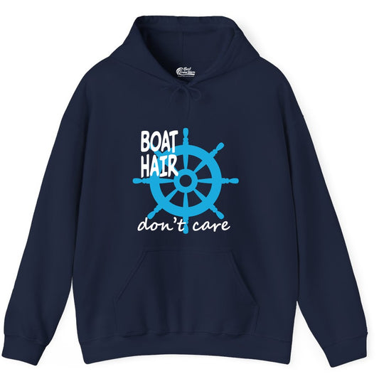 Boat Hair Don't Care Nautical Wheel Shirt for Lake and Marina Hoodie - Best Cruise Shirts
