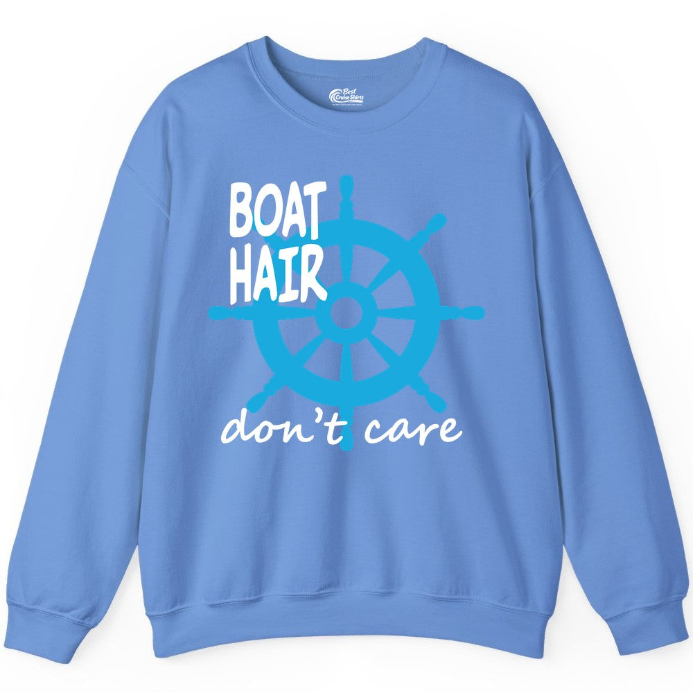 Boat Hair Don't Care Nautical Wheel Shirt for Lake and Marina Sweatshirt - View 10 - Best Cruise Shirts