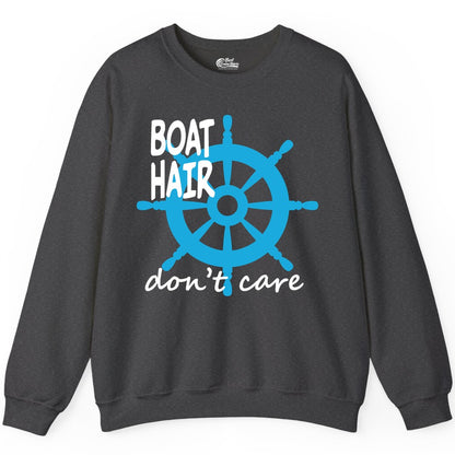 Boat Hair Don't Care Nautical Wheel Shirt for Lake and Marina Sweatshirt - View 3 - Best Cruise Shirts