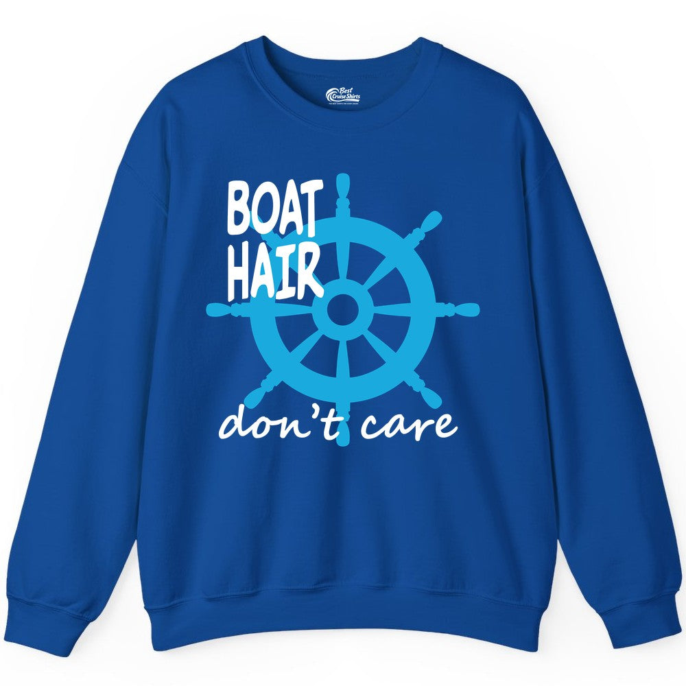 Boat Hair Don't Care Nautical Wheel Shirt for Lake and Marina Sweatshirt - View 6 - Best Cruise Shirts