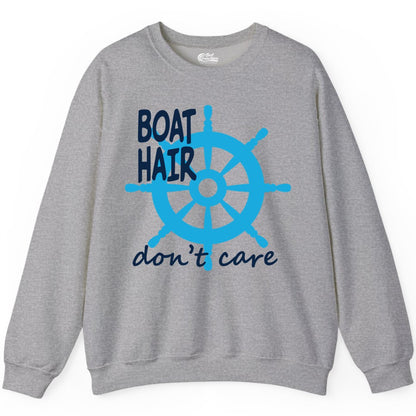 Boat Hair Don't Care Nautical Wheel Shirt for Lake and Marina Sweatshirt - View 8 - Best Cruise Shirts