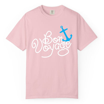 Bon Voyage Shirt - Nautical Anchor Cruise Shirt for Sailors Gift (Comfort Color) in Blossom - Bon Voyage Script Shirt - Nautical Anchor Farewell Cruise Tee
