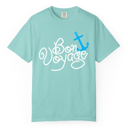 Bon Voyage Shirt - Nautical Anchor Cruise Shirt for Sailors Gift (Comfort Color) in Chalky Mint - Bon Voyage Script Shirt - Nautical Anchor Farewell Cruise Tee