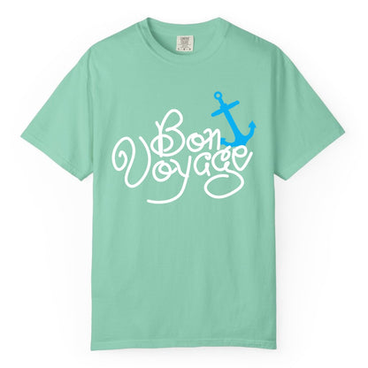 Bon Voyage Shirt - Nautical Anchor Cruise Shirt for Sailors Gift (Comfort Color) in Island Reef - Bon Voyage Script Shirt - Nautical Anchor Farewell Cruise Tee