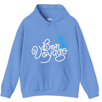 Bon Voyage Shirt - Nautical Anchor Cruise Shirt for Sailors Gift (Hoodie) in Carolina Blue - Bon Voyage Script Shirt - Nautical Anchor Farewell Cruise Tee