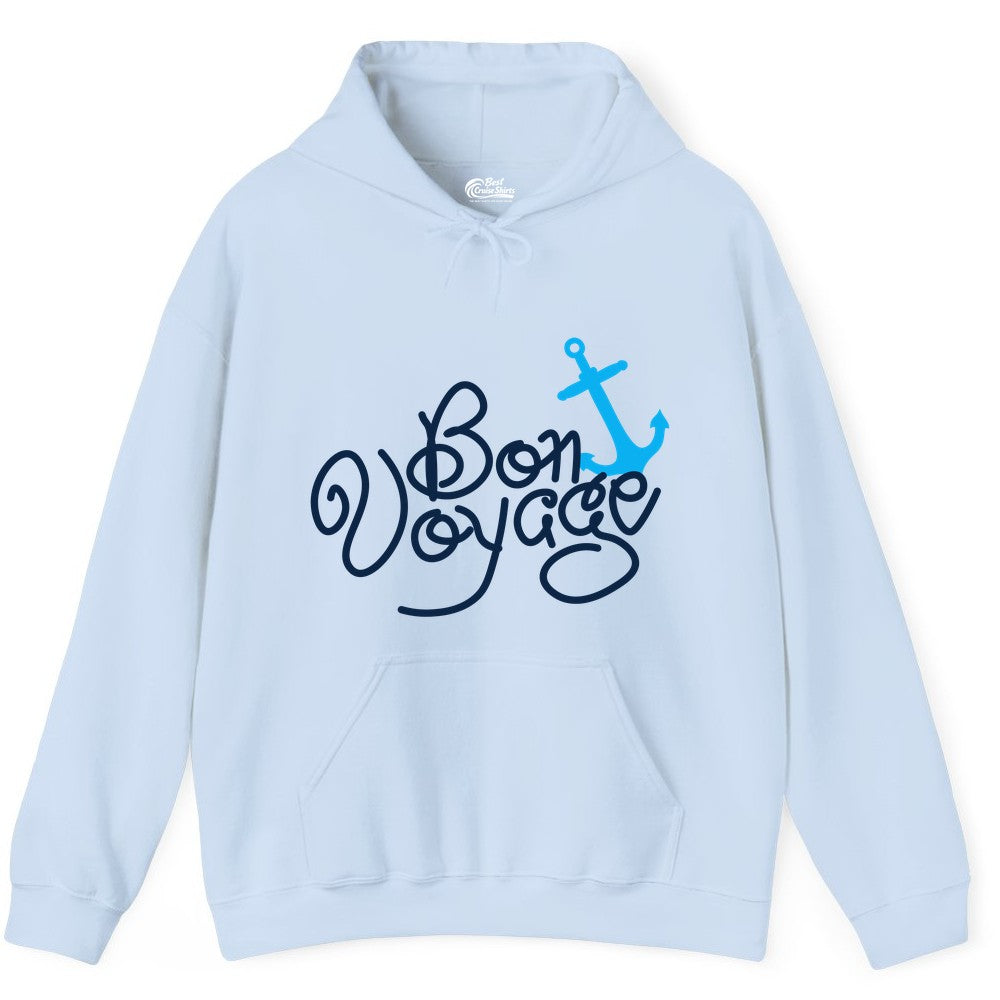 Bon Voyage Shirt - Nautical Anchor Cruise Shirt for Sailors Gift (Hoodie) in Light Blue - Bon Voyage Script Shirt - Nautical Anchor Farewell Cruise Tee