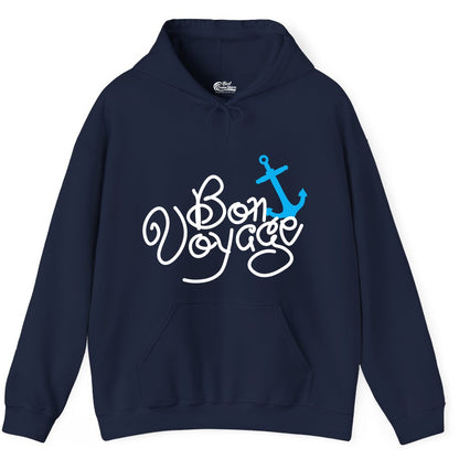 Bon Voyage Shirt - Nautical Anchor Cruise Shirt for Sailors Gift (Hoodie) in Navy - Bon Voyage Script Shirt - Nautical Anchor Farewell Cruise Tee