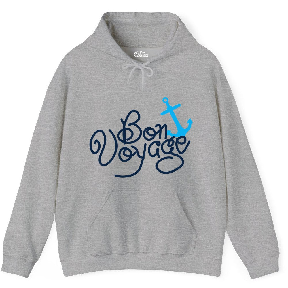 Bon Voyage Shirt - Nautical Anchor Cruise Shirt for Sailors Gift (Hoodie) in Sport Grey - Bon Voyage Script Shirt - Nautical Anchor Farewell Cruise Tee