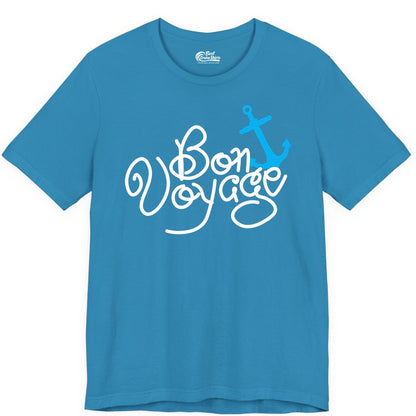 Bon Voyage Shirt - Nautical Anchor Cruise Shirt for Sailors Gift (Premium Tee) in Aqua - Bon Voyage Script Shirt - Nautical Anchor Farewell Cruise Tee