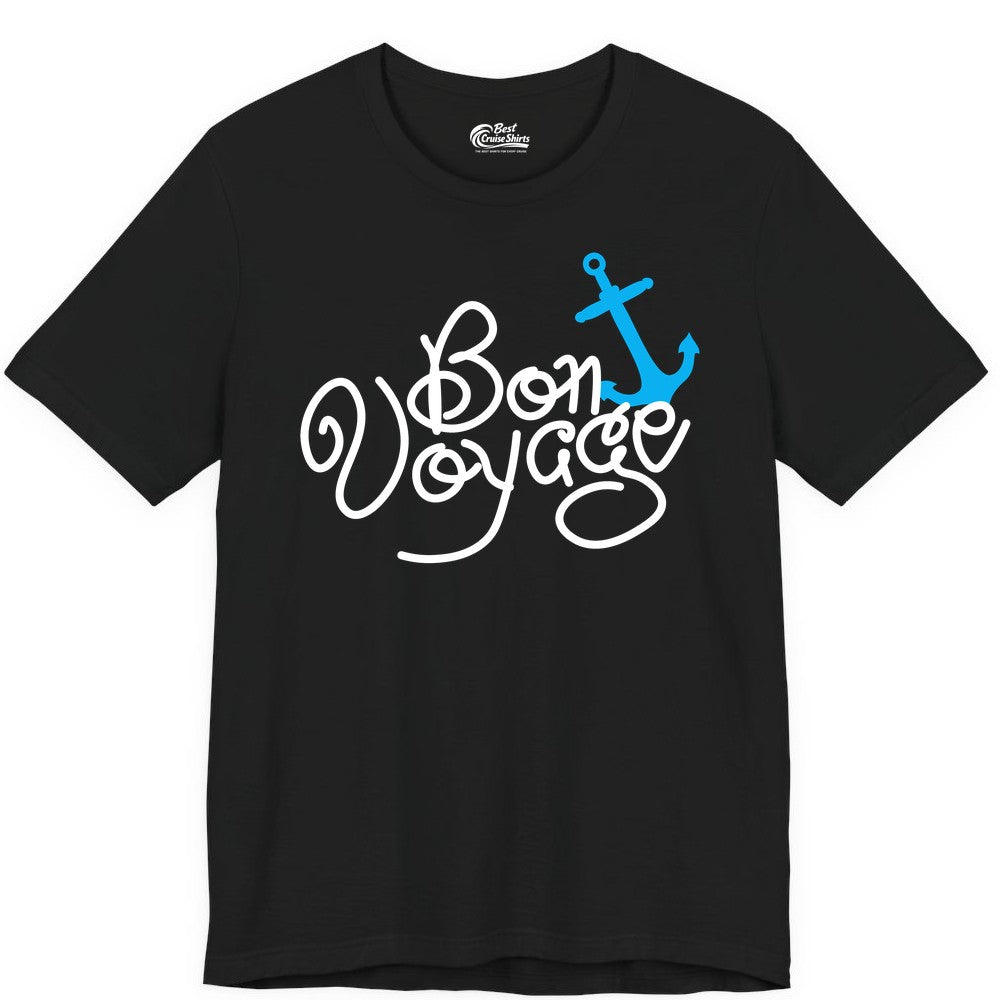 Bon Voyage Shirt - Nautical Anchor Cruise Shirt for Sailors Gift (Premium Tee) in Black - Bon Voyage Script Shirt - Nautical Anchor Farewell Cruise Tee