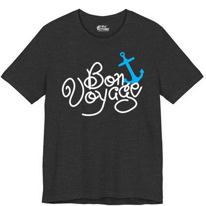 Bon Voyage Shirt - Nautical Anchor Cruise Shirt for Sailors Gift (Premium Tee) in Dark Grey Heather - Bon Voyage Script Shirt - Nautical Anchor Farewell Cruise Tee