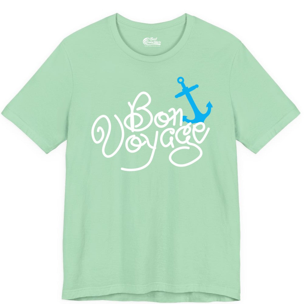 Bon Voyage Shirt - Nautical Anchor Cruise Shirt for Sailors Gift (Premium Tee) in Mint - Bon Voyage Script Shirt - Nautical Anchor Farewell Cruise Tee