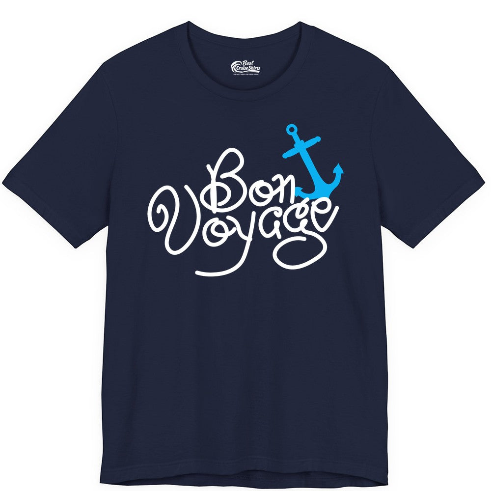Bon Voyage Shirt - Nautical Anchor Cruise Shirt for Sailors Gift (Premium Tee) in Navy - Bon Voyage Script Shirt - Nautical Anchor Farewell Cruise Tee