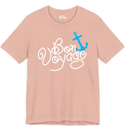 Bon Voyage Shirt - Nautical Anchor Cruise Shirt for Sailors Gift (Premium Tee) in Peach - Bon Voyage Script Shirt - Nautical Anchor Farewell Cruise Tee