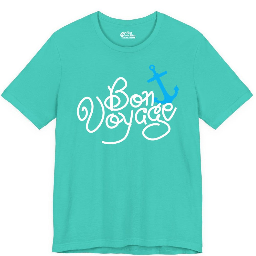 Bon Voyage Shirt - Nautical Anchor Cruise Shirt for Sailors Gift (Premium Tee) in Teal - Bon Voyage Script Shirt - Nautical Anchor Farewell Cruise Tee