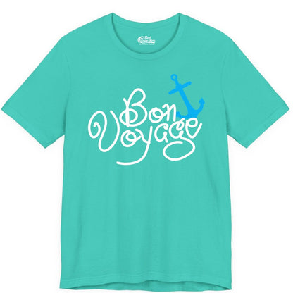 Bon Voyage Shirt - Nautical Anchor Cruise Shirt for Sailors Gift (Premium Tee) in Teal - Bon Voyage Script Shirt - Nautical Anchor Farewell Cruise Tee