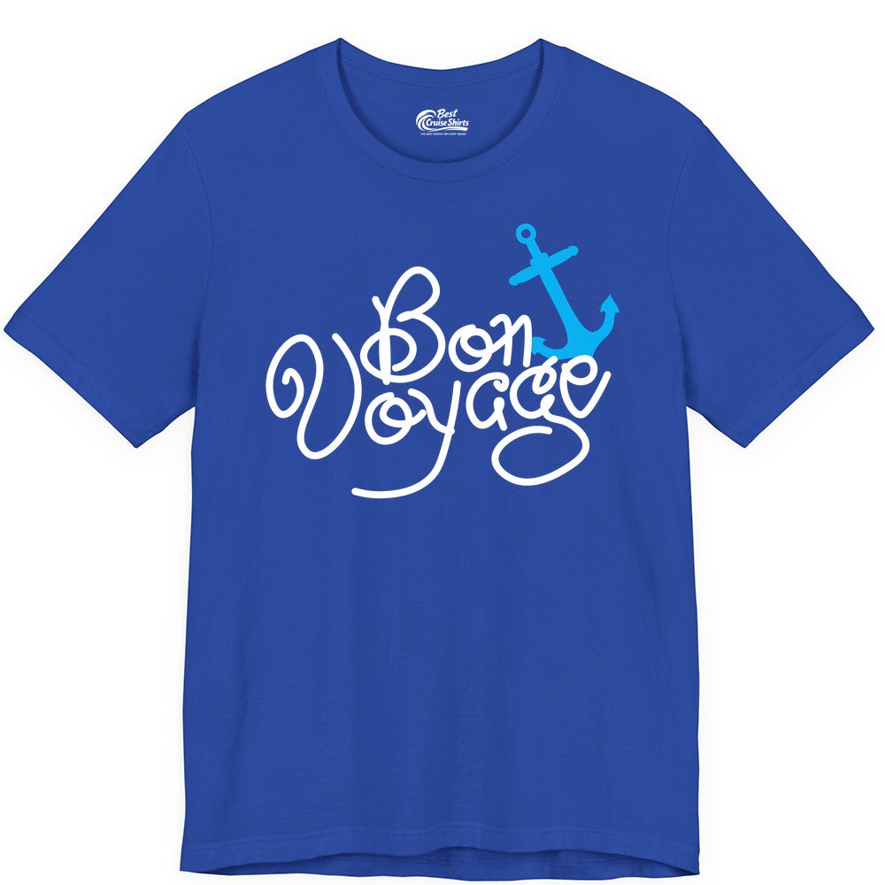 Bon Voyage Shirt - Nautical Anchor Cruise Shirt for Sailors Gift (Premium Tee) in True Royal - Bon Voyage Script Shirt - Nautical Anchor Farewell Cruise Tee