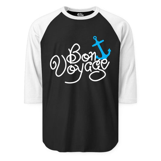 Bon Voyage Shirt - Nautical Anchor Cruise Shirt for Sailors Gift (Raglan) in BlackWhite - Bon Voyage Script Shirt - Nautical Anchor Farewell Cruise Tee