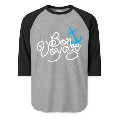 Bon Voyage Shirt - Nautical Anchor Cruise Shirt for Sailors Gift (Raglan) in Heather GreyBlack - Bon Voyage Script Shirt - Nautical Anchor Farewell Cruise Tee