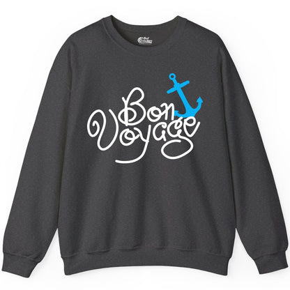 Bon Voyage Shirt - Nautical Anchor Cruise Shirt for Sailors Gift (Sweatshirt) in Dark Heather - Bon Voyage Script Shirt - Nautical Anchor Farewell Cruise Tee